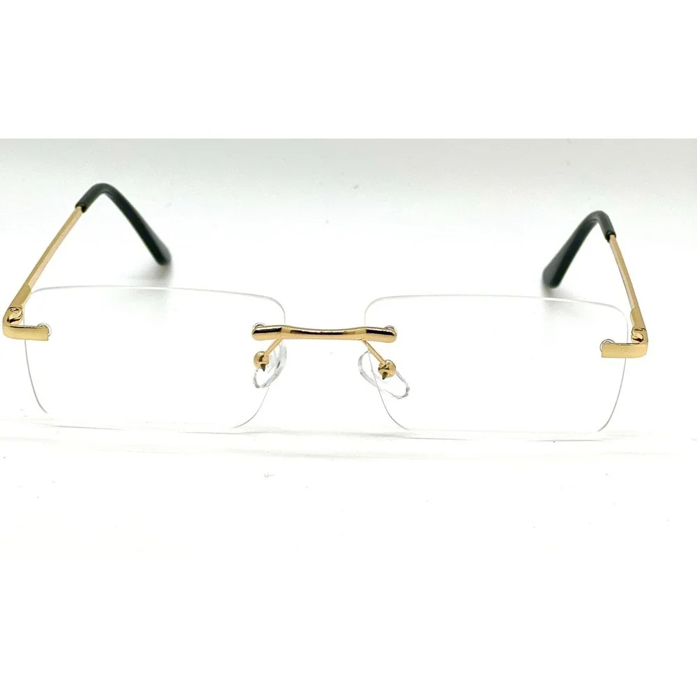 Frameless Glasses Gold Frame Clear Lens Lightweight Fashion Eyeglasses Lentes‎